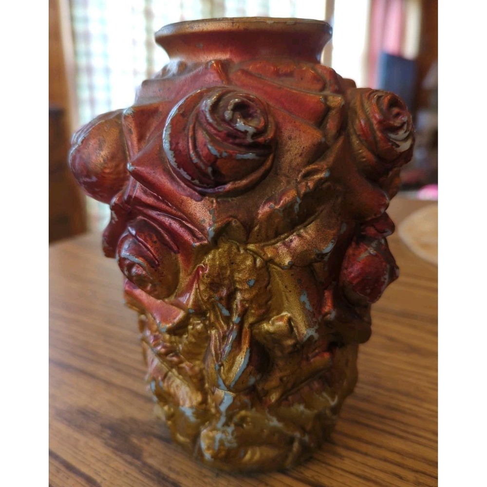 RARE Antique "Goofus" Glass Vase With Original Paint!